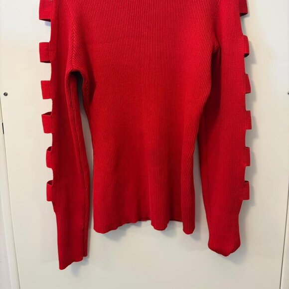 Luvlink Red Cut-Out Sleeve Ribbed Knit Sweater — Size M - Picture 2 of 5